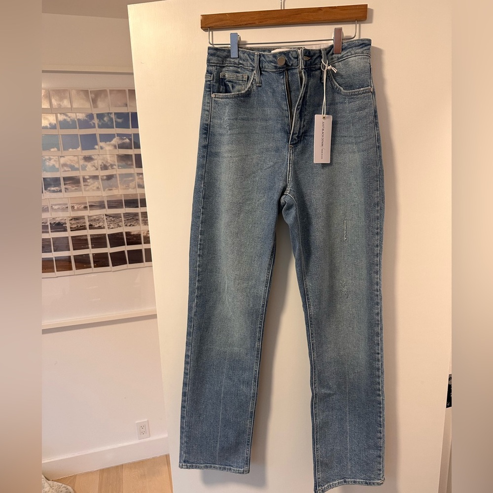 Just Black Light Blue Full Length Straight Leg Jeans